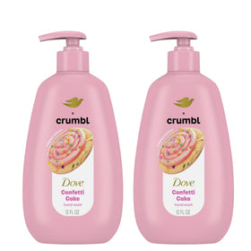 Dove bottle front packaging showing Confetti Cake scent and benefits