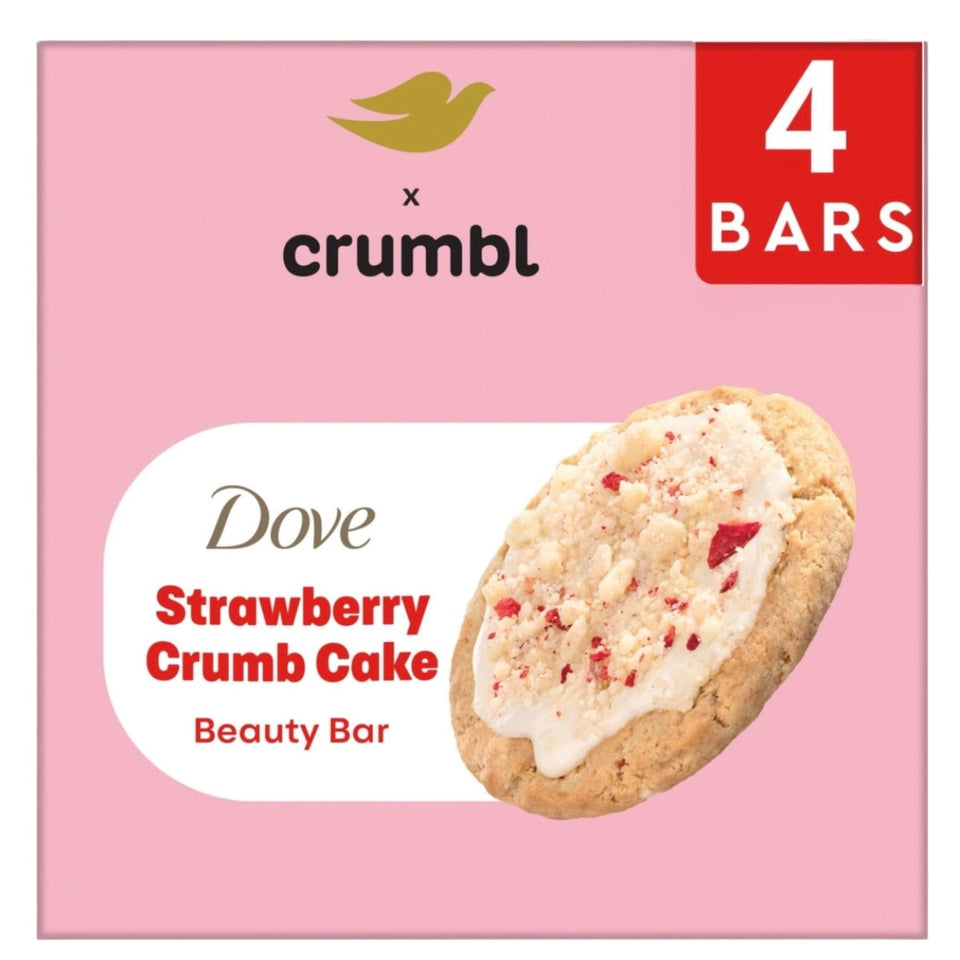 Dove x Crumbl front packaging showing four bars and limited-edition scent benefit