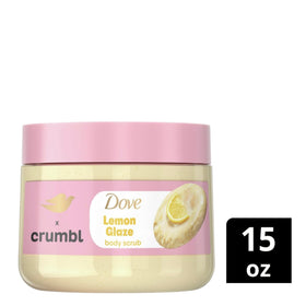 Dove scrub jar top view revealing product size and creaminess