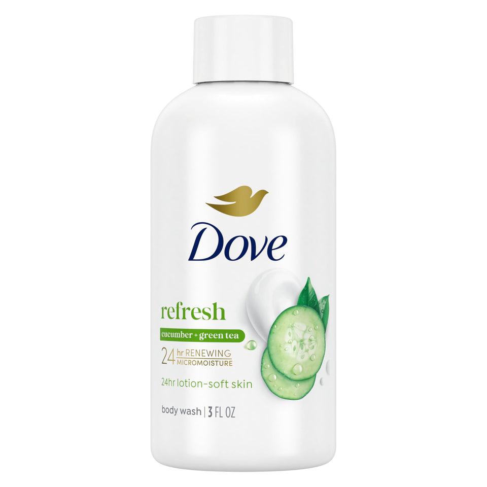 Dove front packaging showing cucumber and green tea and fresh scent benefit