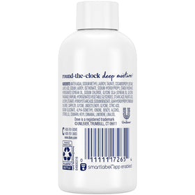 Dove close-up of bottle cap demonstrating leak-resistant travel design
