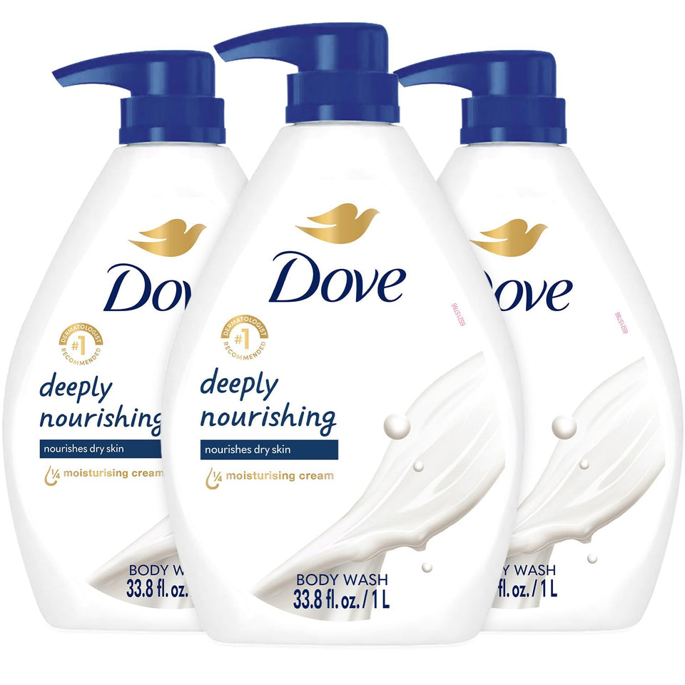 Dove bottle front packaging showing brand and nourishing benefits