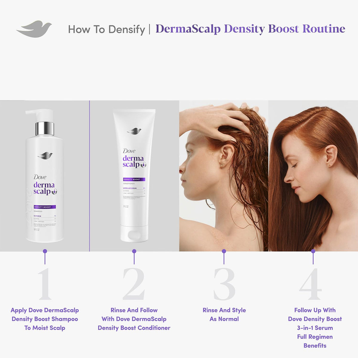 Dove shampoo in hand for size and grip, demonstrates user-friendly design
