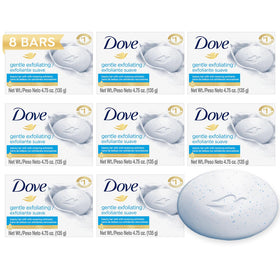 Dove beauty bar front packaging showing 8-pack and moisturizing benefit