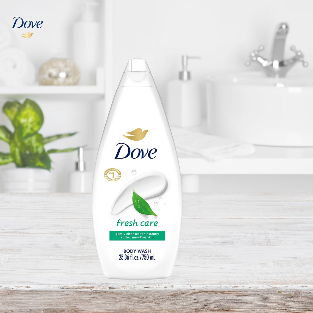 Dove Fresh Care label and ingredients detail highlighting gentle formula