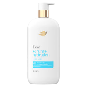 Dove front bottle hydration boost showing size and floral-dewy scent benefit