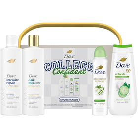 Dove front packaging caddy set showing organized essentials and easy gifting