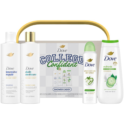 Dove front packaging caddy set showing organized essentials and easy gifting