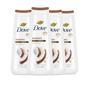 Dove front packaging coconut and cocoa butters showing nourishing benefit