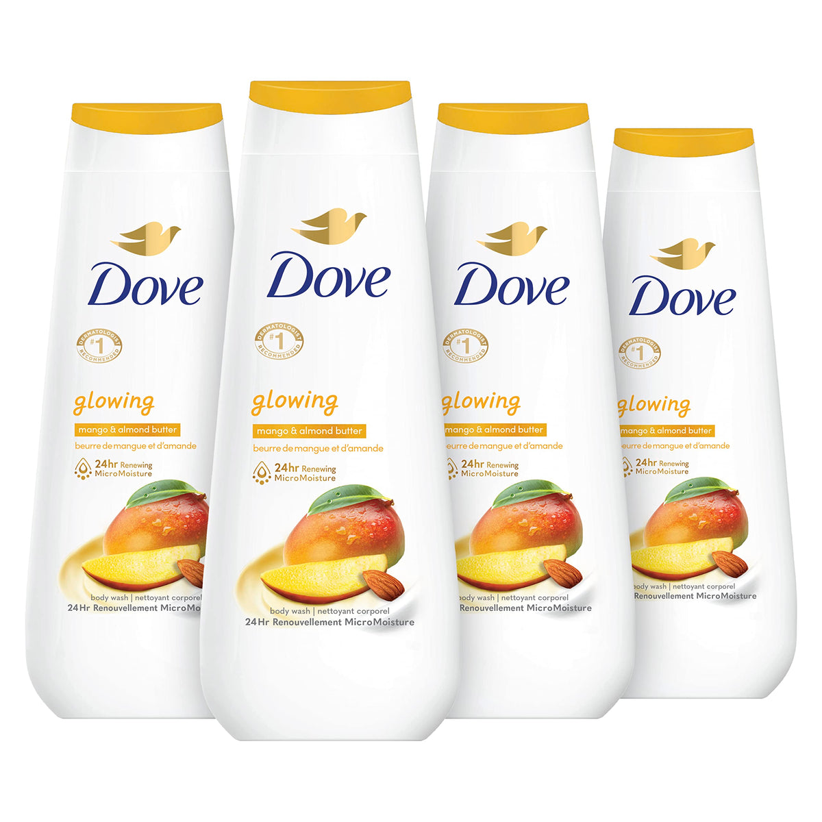 Dove bottle front packaging showing label and size for easy identification