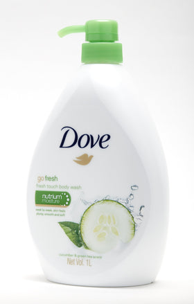 Dove Go Fresh on a bathroom shelf in lifestyle setting suggesting daily freshness