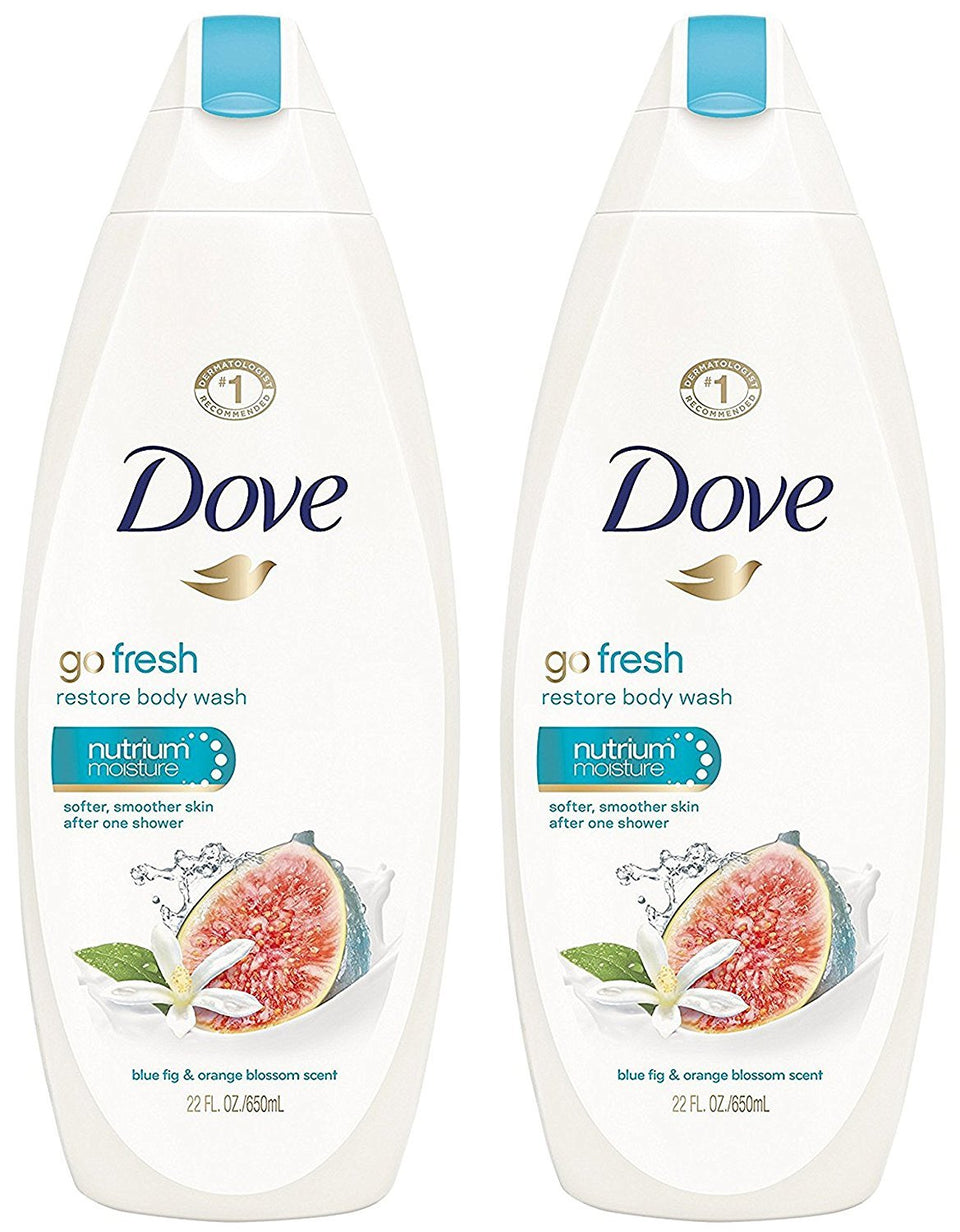 Dove Go Fresh Restore front packaging shows bottle and scent label for smooth skin
