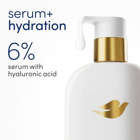 Dove hyaluronic serum dispense illustrating concentrated hydration for dry skin