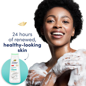 Aloe and coconut beside Dove packaging highlighting natural moisturizers
