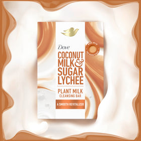 Dove coconut milk ingredient graphic emphasizing nourishing moisture