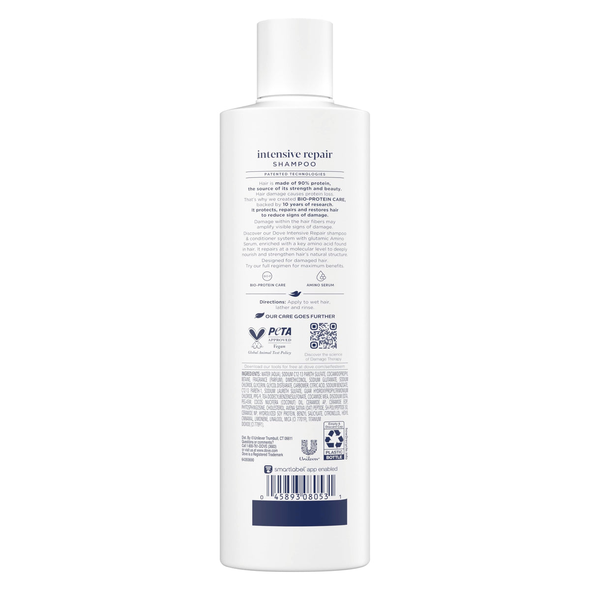 Dove intensive repair close-up label highlights Bio-Protein Care technology