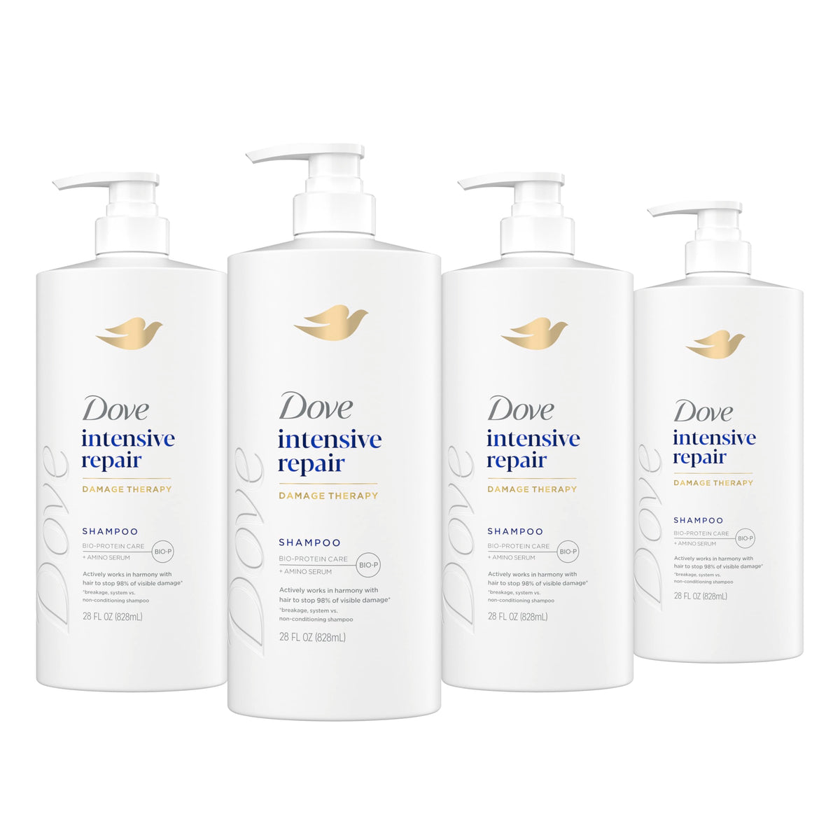 Dove bottle front packaging showing Intensive Repair and benefits