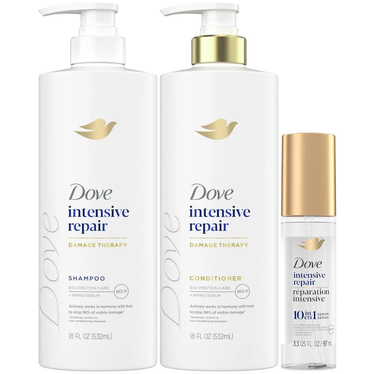 Dove front packaging showing full Intensive Repair set and benefits