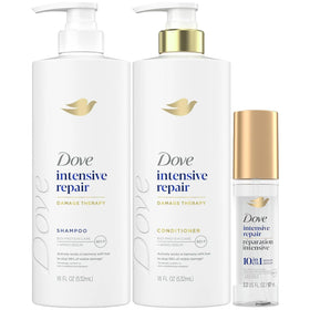 Dove front packaging showing full Intensive Repair set and benefits
