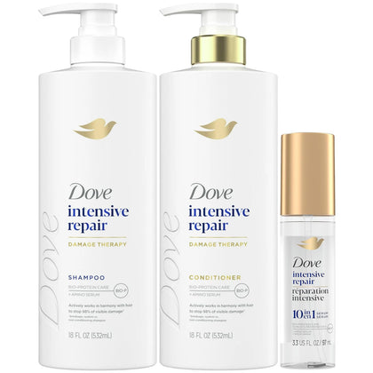 Dove front packaging showing full Intensive Repair set and benefits