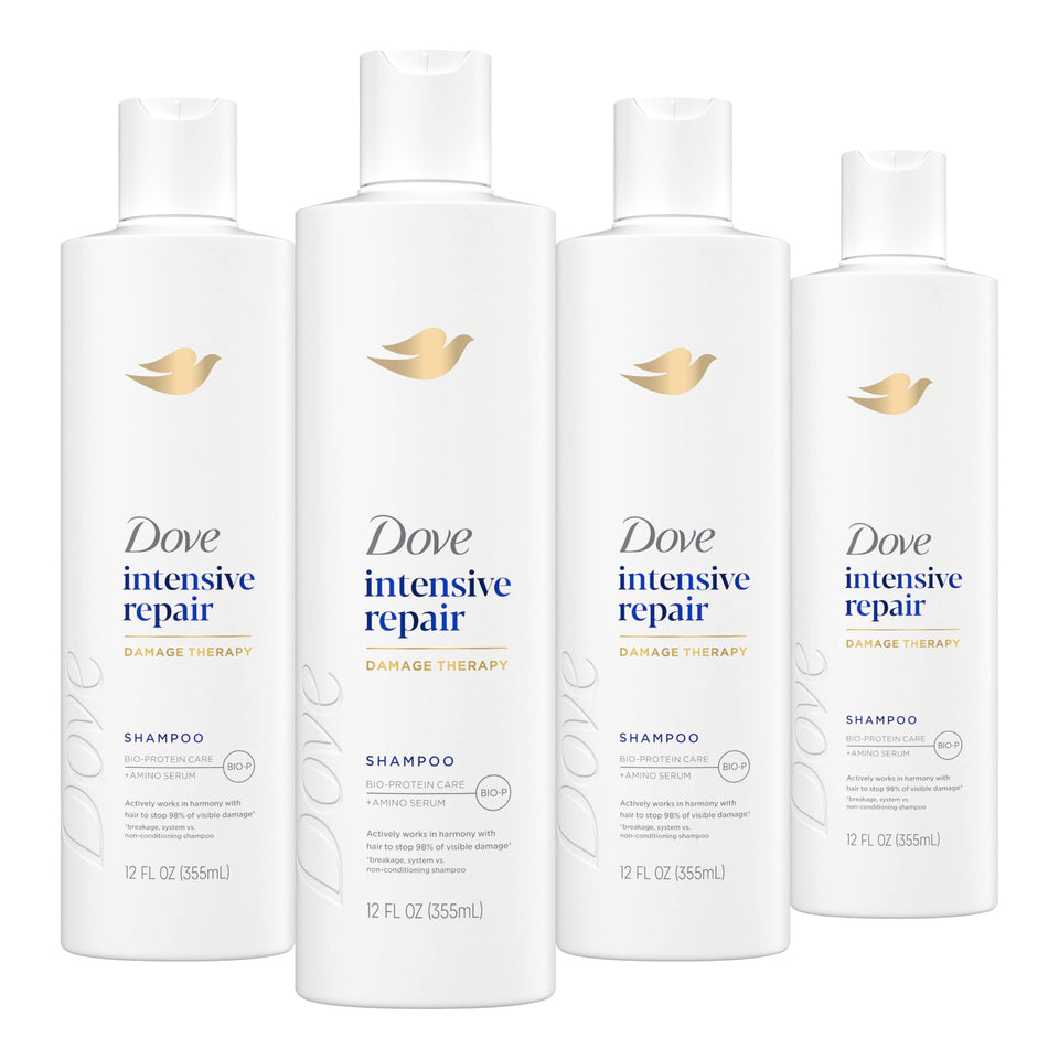 Dove intensive repair shampoo front packaging shows nourishing formula benefit