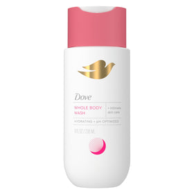 Dove intimate wash front packaging showing product and benefit of gentle cleansing