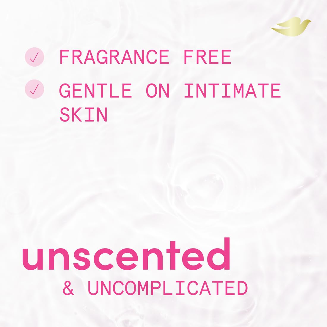 Dove intimate wash hyaluronic acid ingredient visual indicating added hydration