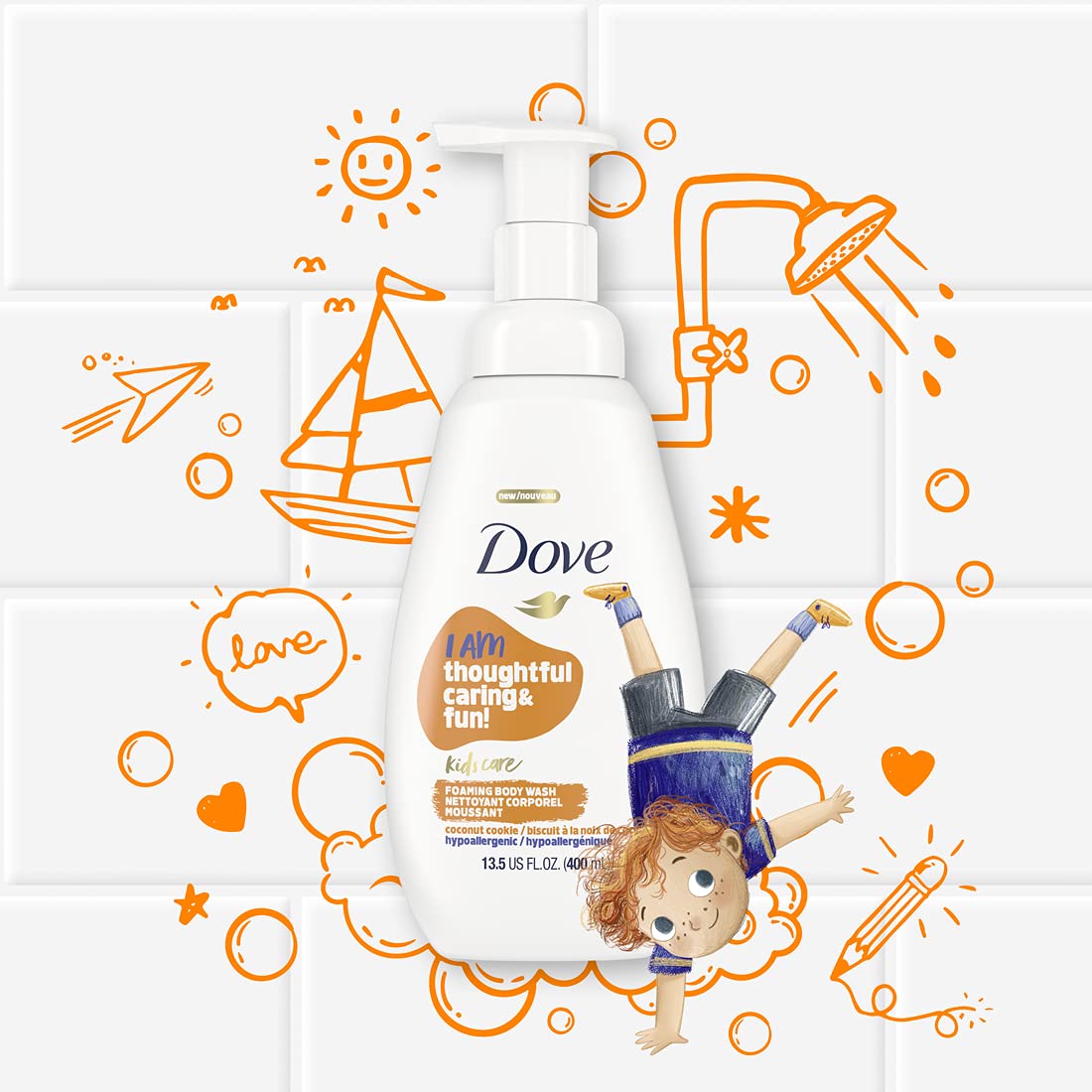 Dove kids close-up foam texture demonstrating gentle lather for sensitive skin