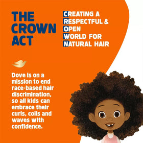 Child with defined curls after using Dove products boosting confidence