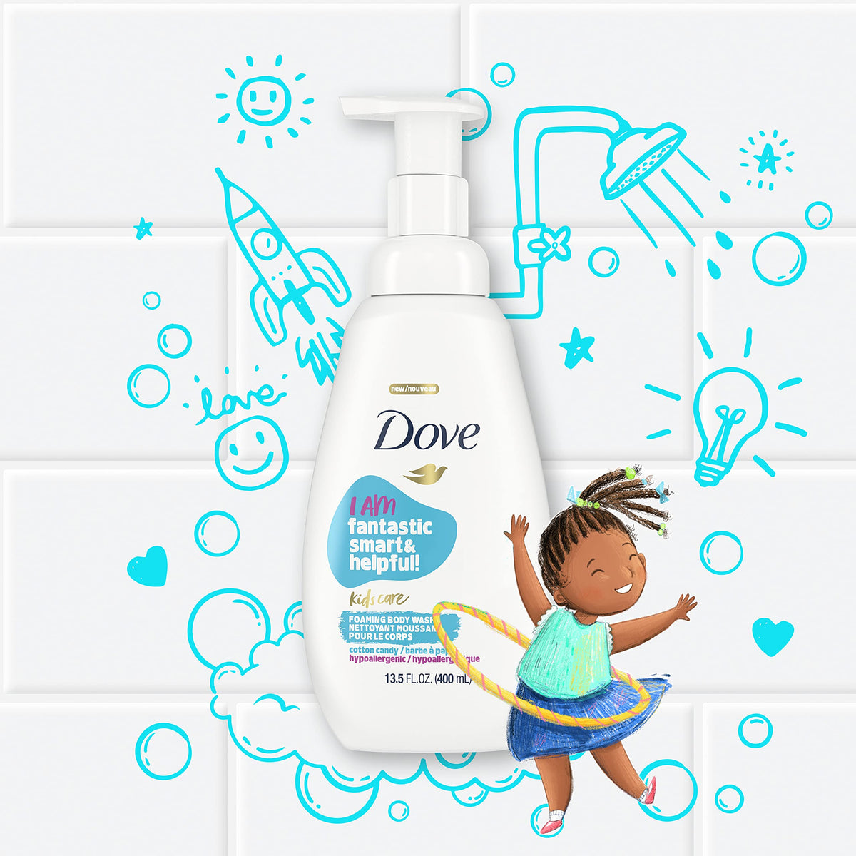 hand holding dove bottle for size comparison showing family-sized convenience