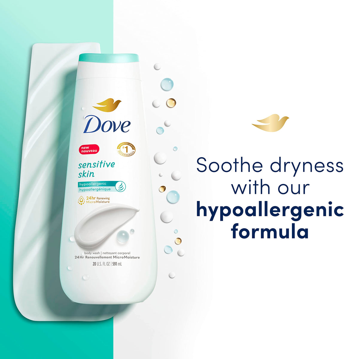 Dove body wash rich lather texture close-up demonstrating moisturizing foam