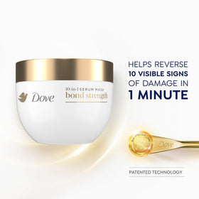 Dove mask being applied to hair showing intensive strengthening benefit