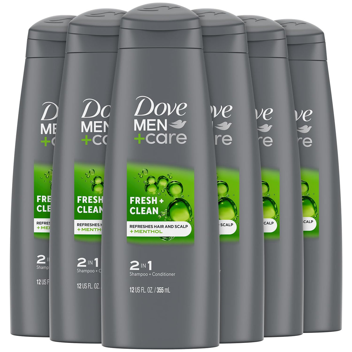 Dove Men+Care front packaging showing product and fresh scent benefits