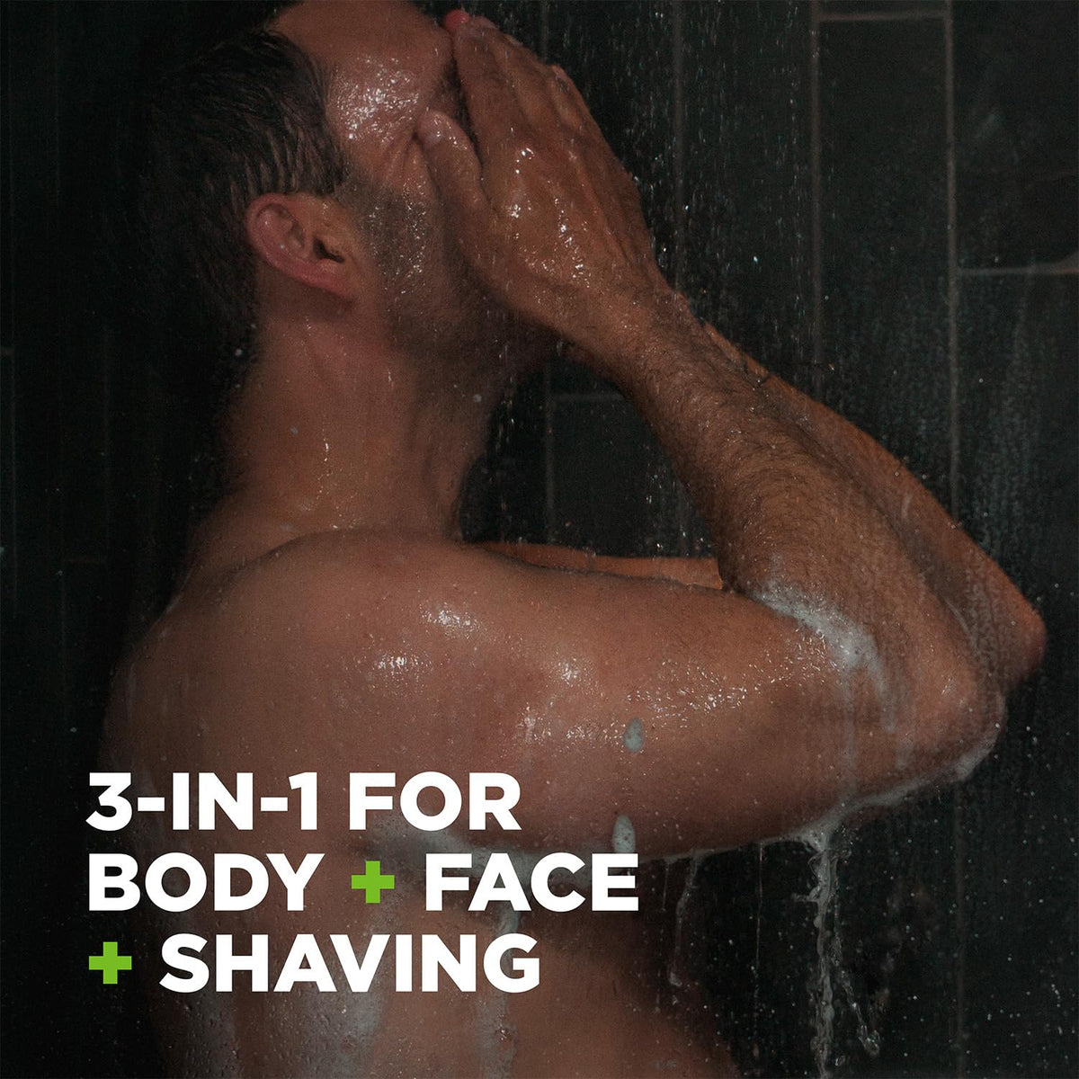 Angled label focus on Dove Men+Care ingredient area showing gentle formula benefit