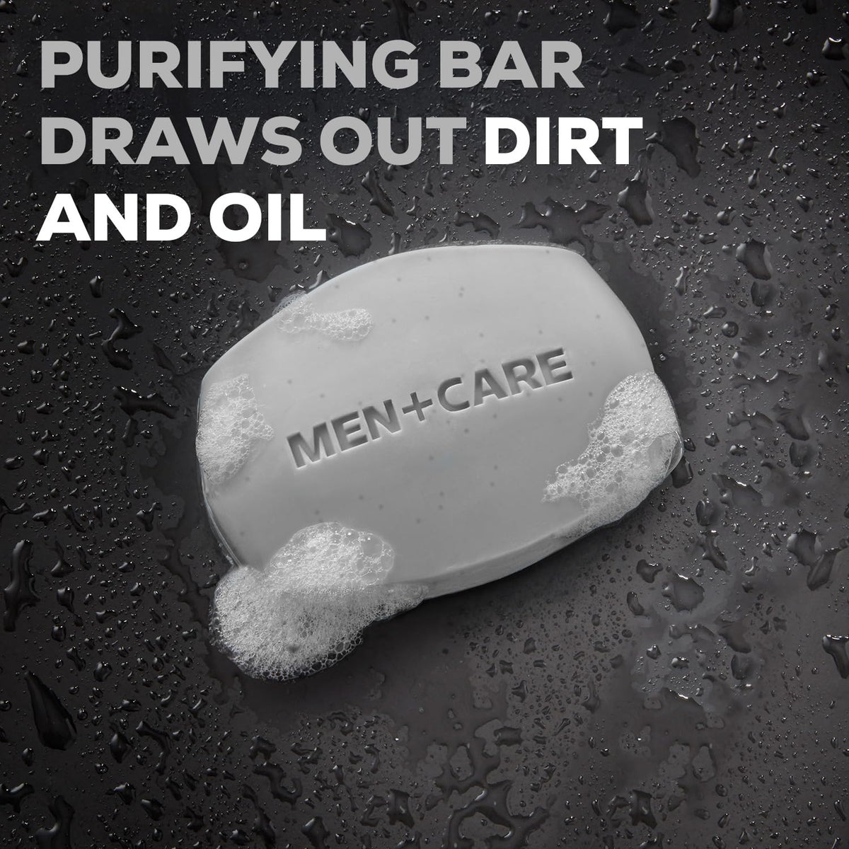 Dove Men+Care bar lather in hand demonstrating cleansing and shave-ready glide