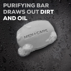 Dove Men+Care bar lather in hand demonstrating cleansing and shave-ready glide