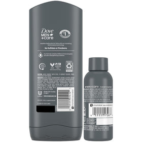 Dove Men+Care bottle close-up of gel texture demonstrating gentle hydration