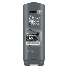 Dove Men+Care front packaging showing charcoal clay benefits