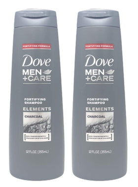 Dove Men+Care front packaging showing two 12 oz bottles and sustainable benefit