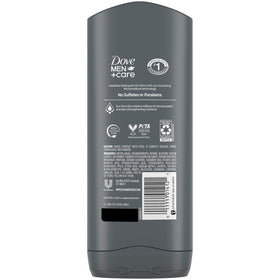 Dove Men+Care back label with ingredient list and usage directions