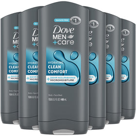 Dove Men+Care front packaging showing clean comfort and benefits