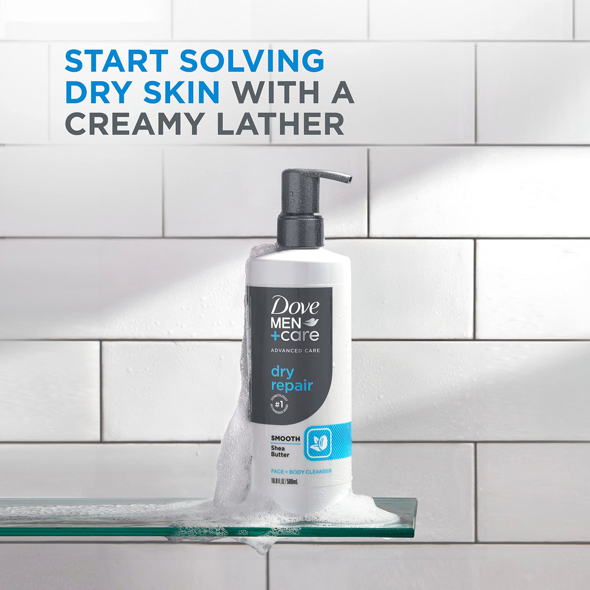 Dove Men+Care close-up of shea butter texture highlighting nourishing formula