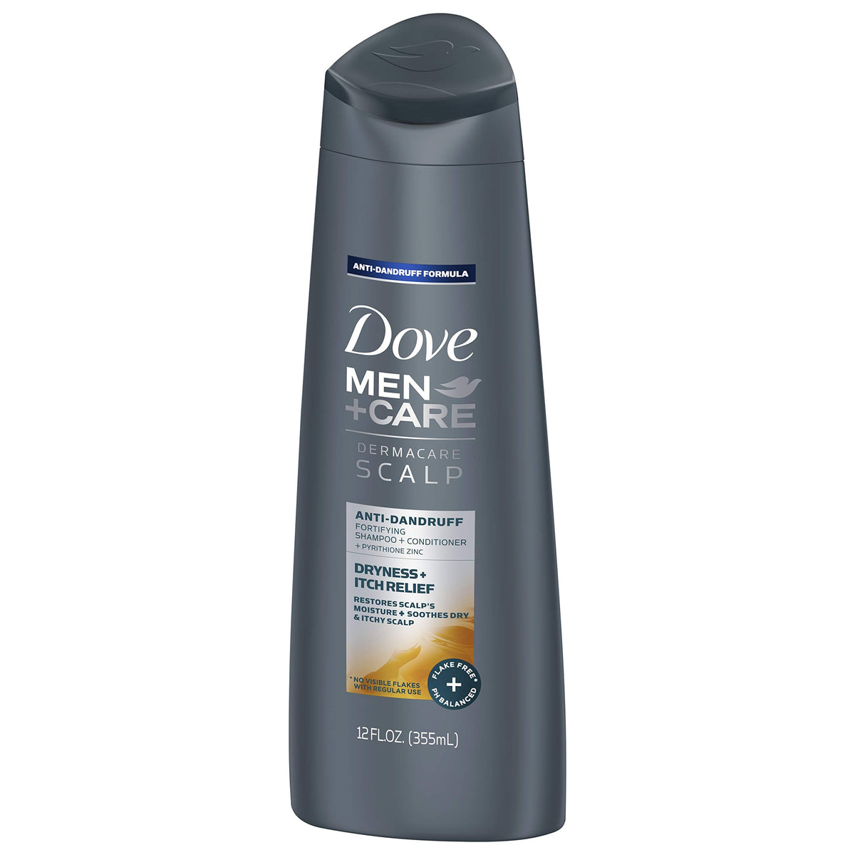 Dove Men+Care bottle beside ruler showing 12 fl oz scale for purchase confidence