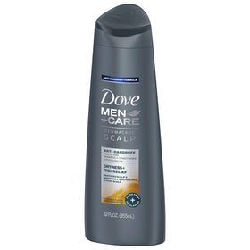 Dove Men+Care bottle beside ruler showing 12 fl oz scale for purchase confidence