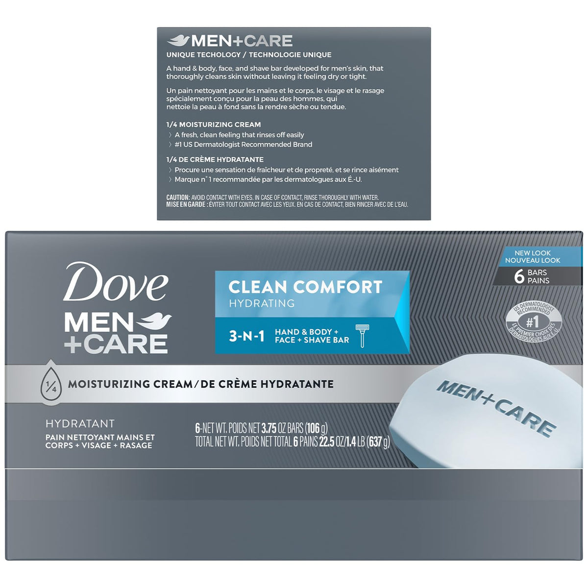 Dove Men+Care Extra Fresh single bar pack highlighting invigorating scent benefit