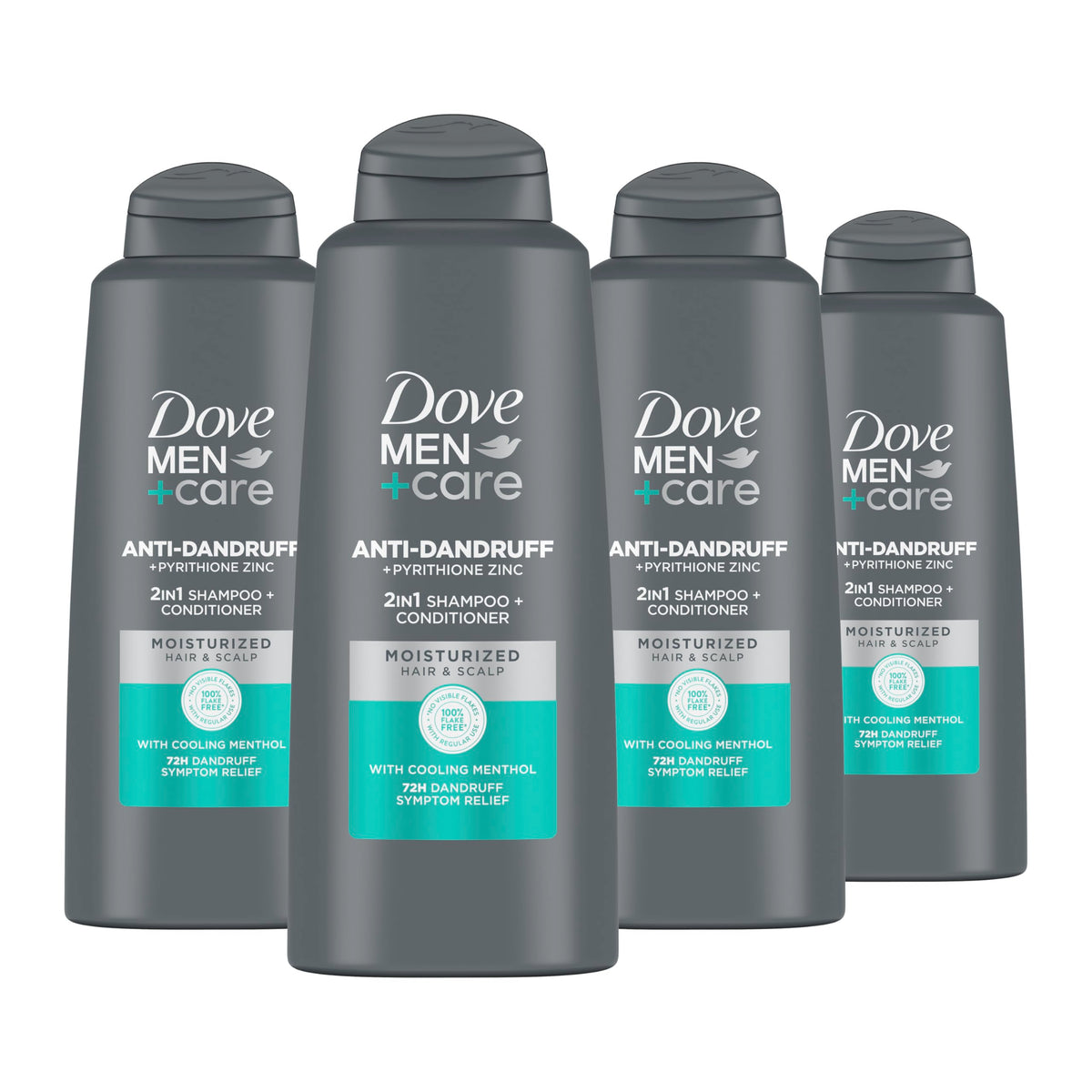DOVE MEN + CARE front packaging shows brand and dandruff defense benefits