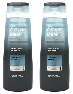 Dove Men+Care front packaging showing cooling relief and fortifying benefits
