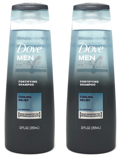 Dove Men+Care front packaging showing cooling relief and fortifying benefits