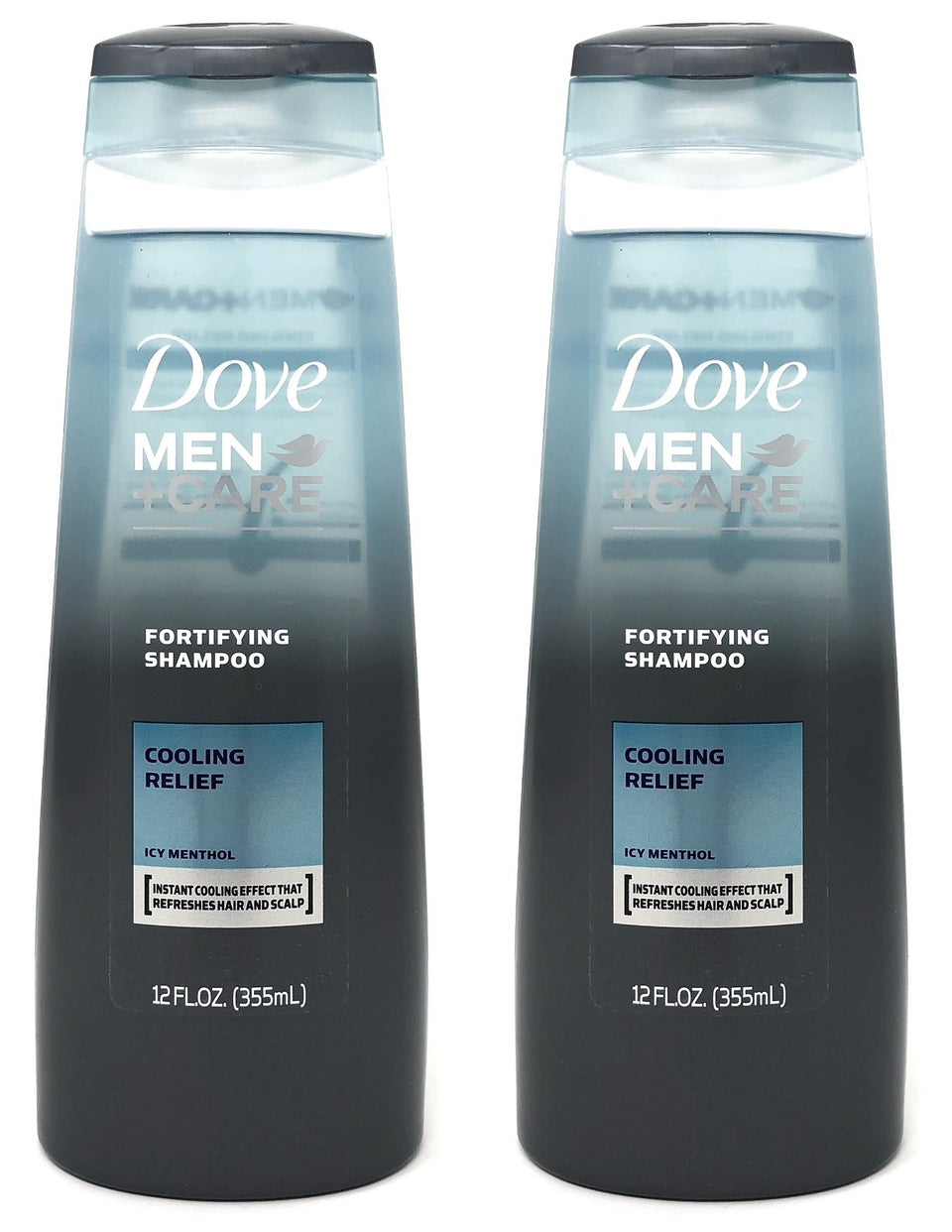 Dove Men+Care front packaging showing cooling relief and fortifying benefits