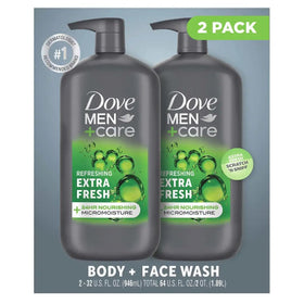 Dove Men+Care front packaging showing label and size benefit